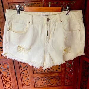Pacsun Yellow High Rise‎ Festival YELLOW Shorts Distressed frayed Hem 29